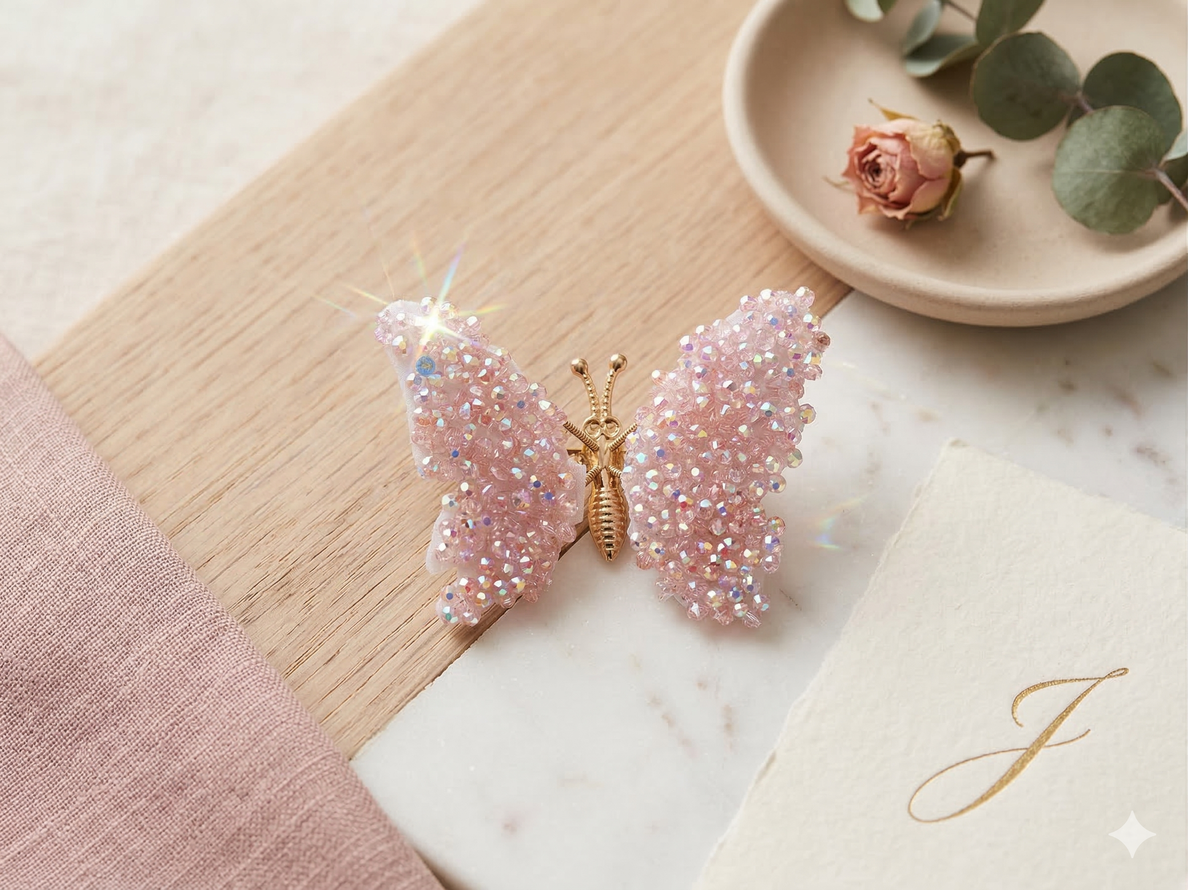 Butterfly Hair Clips with Glitter – Sparkly Mini Moving Wings (Set of 6 Colors)