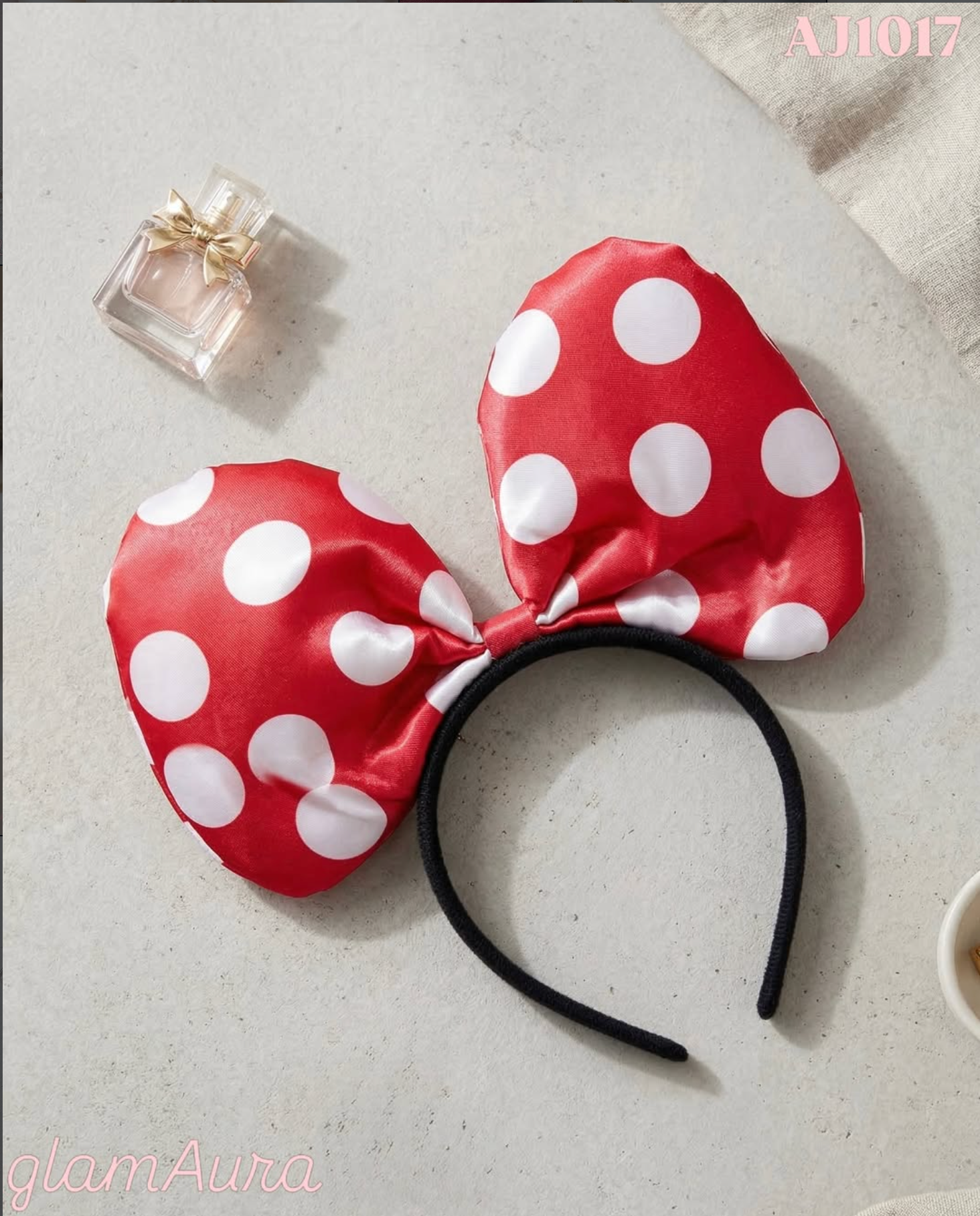 Mini Mouse Plush Ear Headband – Soft Polka Dot Bow