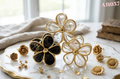 Vintage Floral Hair Claw – Gold Rimmed Enamel Flower Clutchers