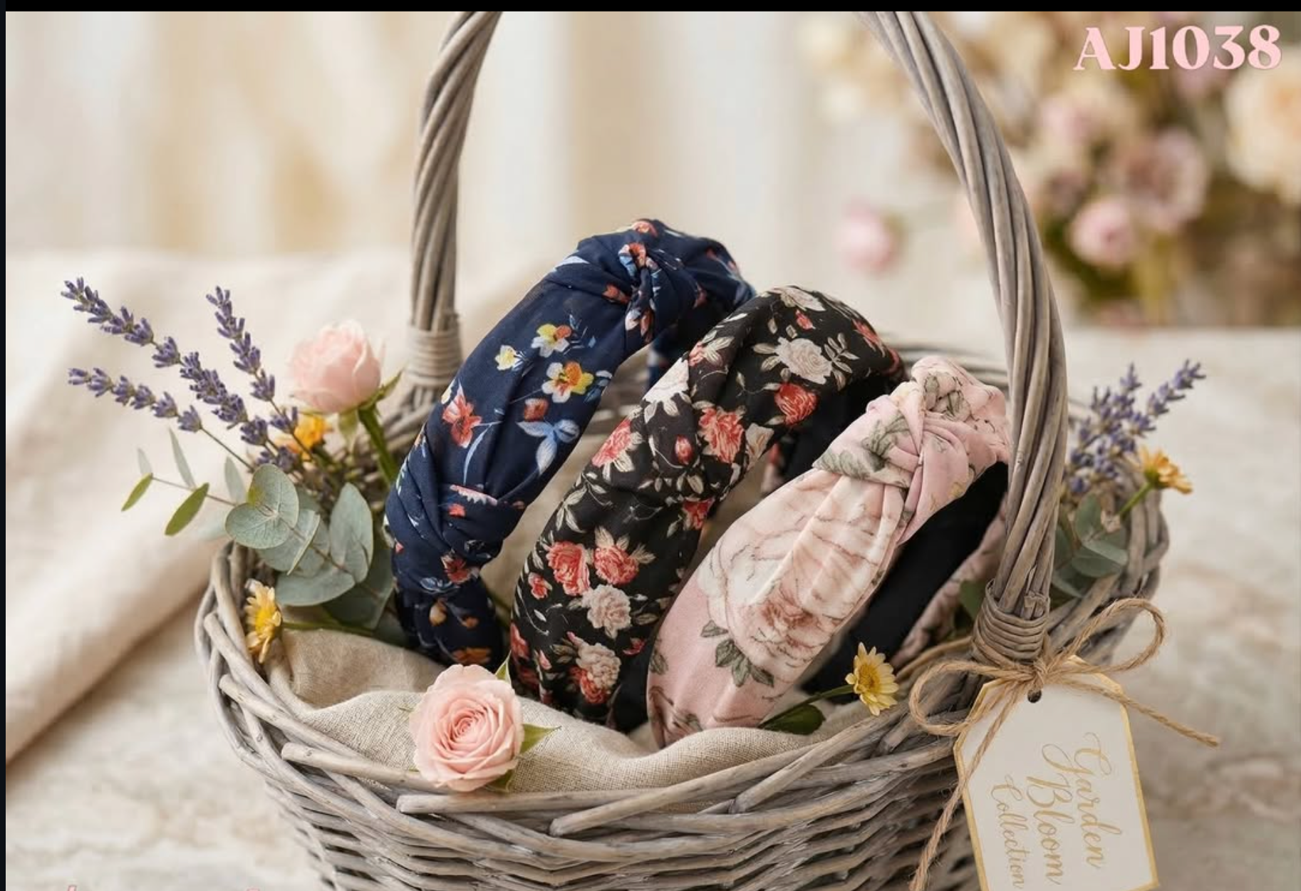 Garden Bloom Knotted Headband – Floral Print Fabric Head Band