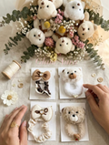 3D Plush Teddy Bear & Knit Bow Scrunchies – Fuzzy Winter Hair Ties with Lace Trim