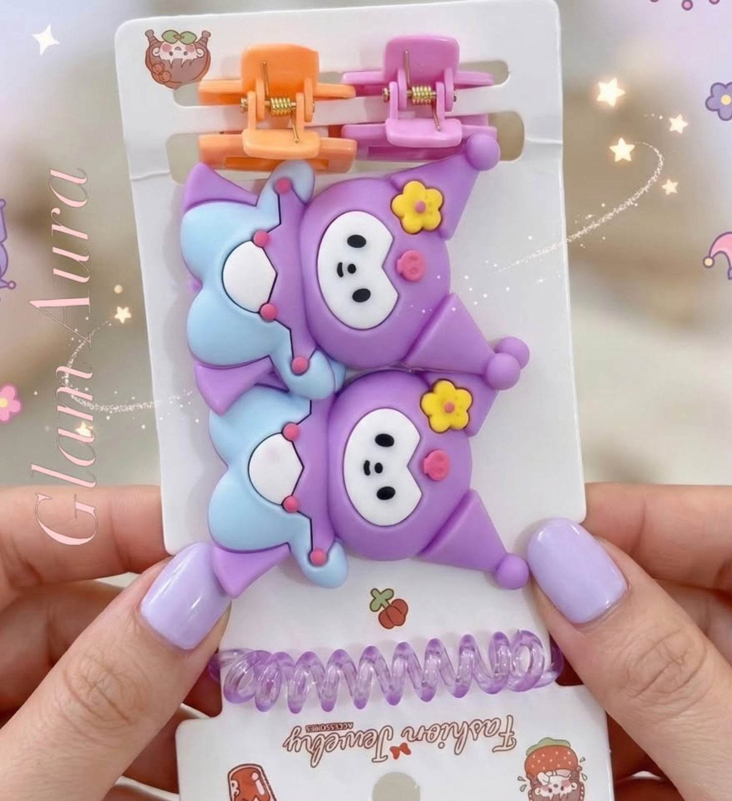 Kawaii 3D Character Hair Set – Mini Claw Clips & Spiral Hair Tie Accessory Kit