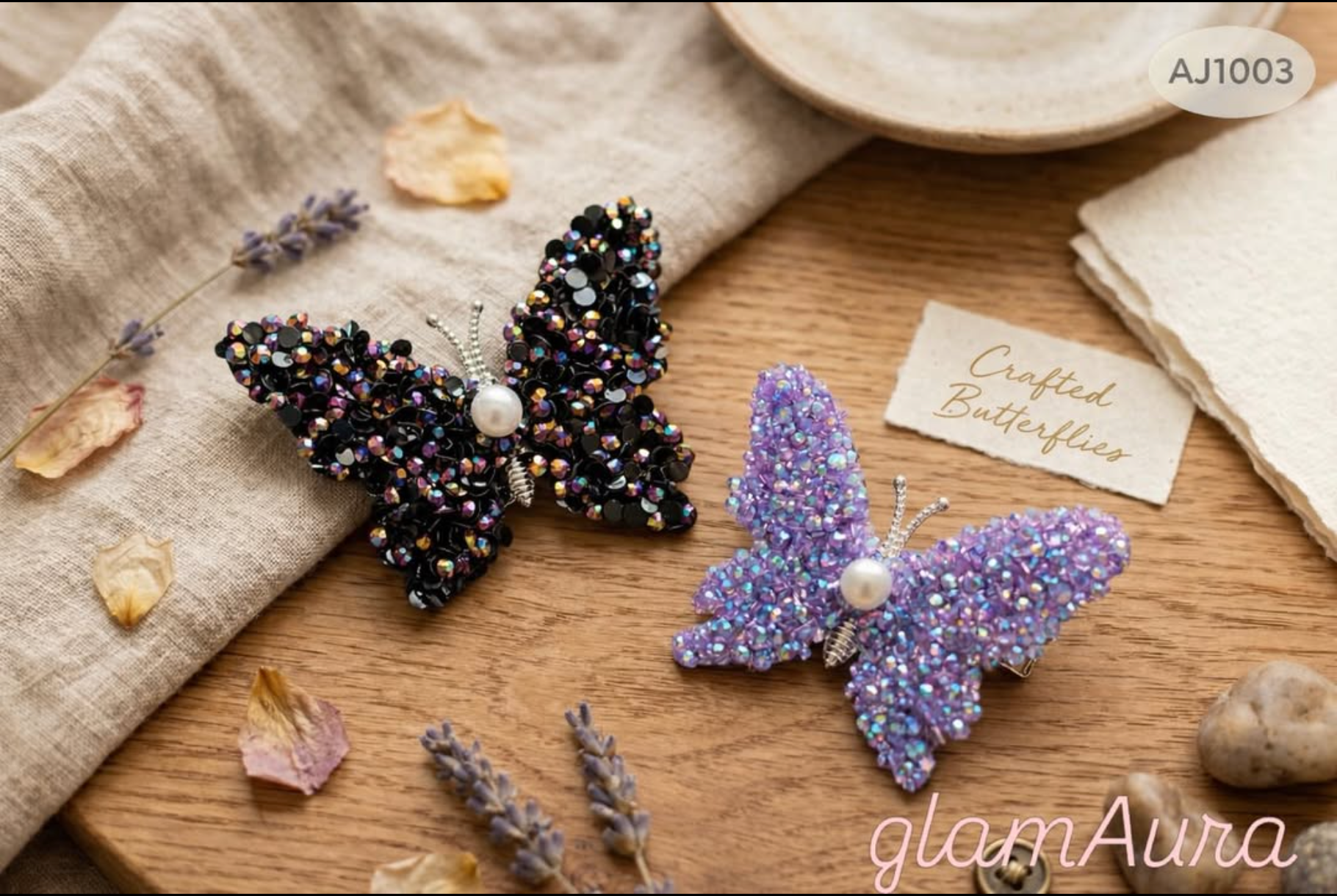 Butterfly Pearl Hair Clips – Translucent 3D Wings with Faux Pearl Detail