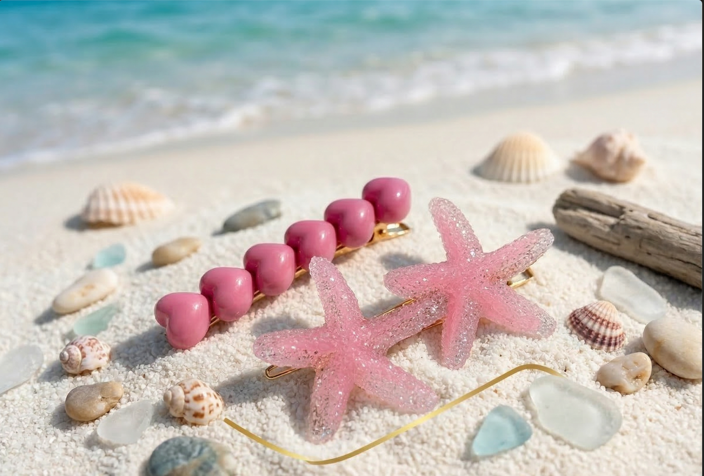 Starfish Beach Hair Clips – Sparkling Mermaid-Core Starfish Alligator Clips