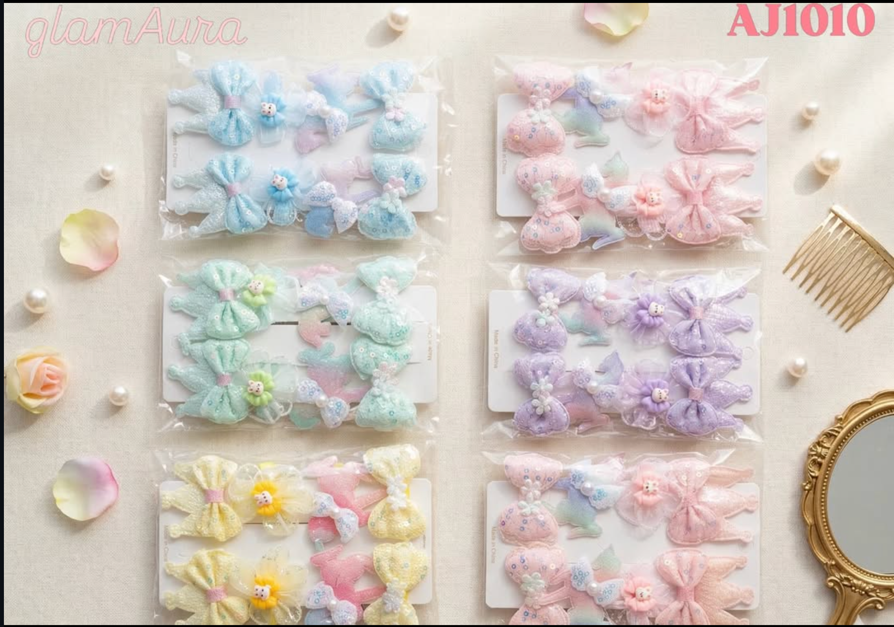 Kids Hair Clip Set – 5-Piece Variety Pack with Floral & Bow Designs