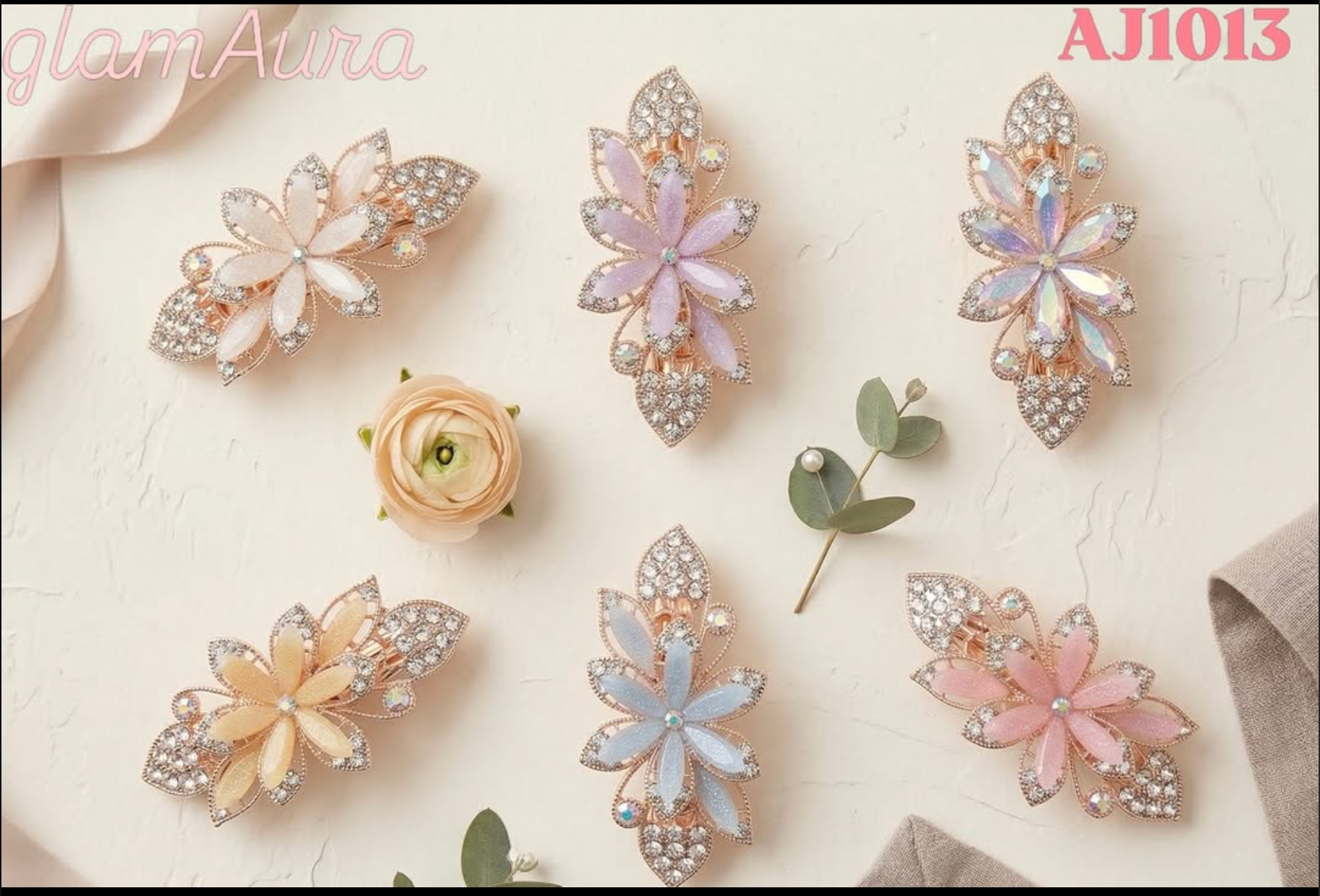 Square Crystal Gem Hair Clips – Elegant Stone-Studded Alligator Clips